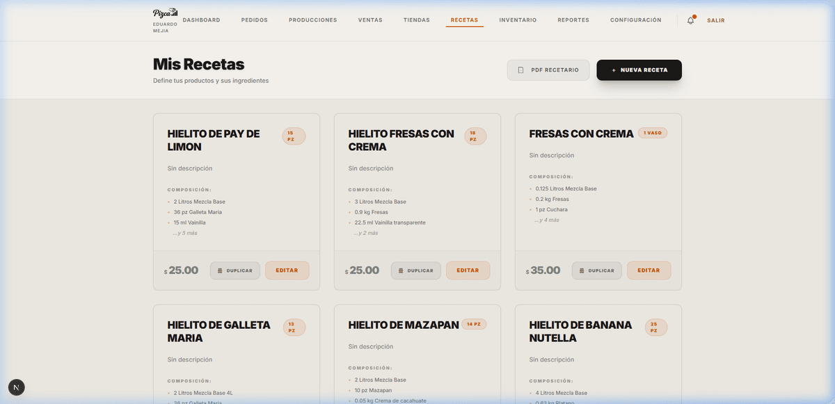 Desglose de Costos de Receta